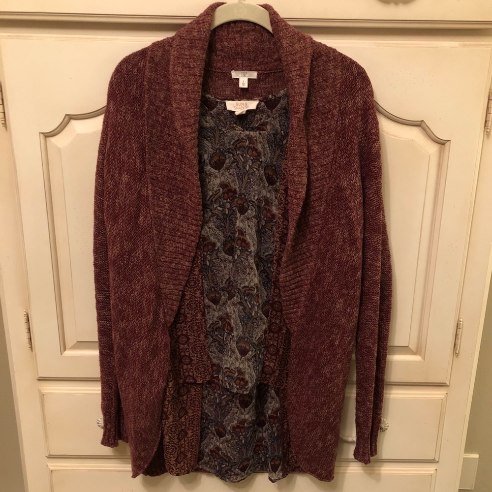 BP Burgundy Open Cardigan